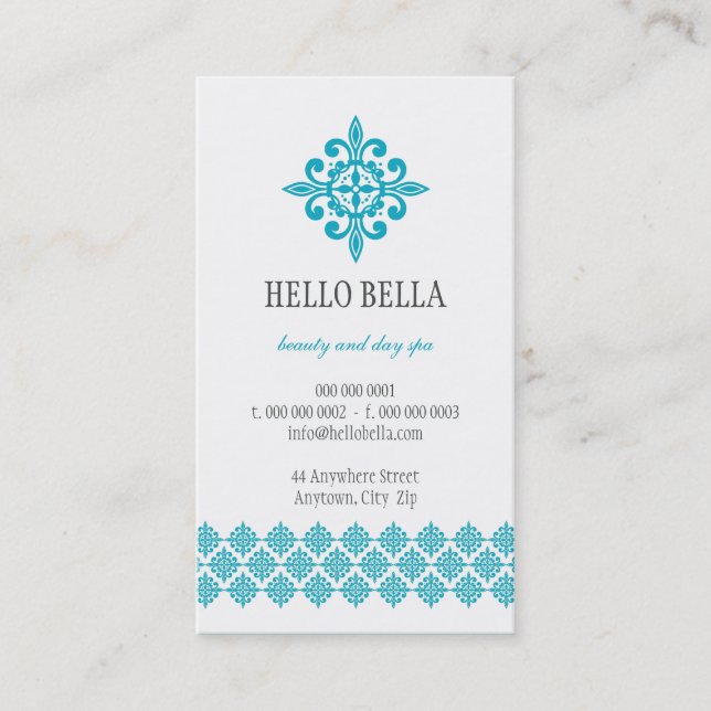 BUSINESS CARD simple modern motif turquoise (Front)