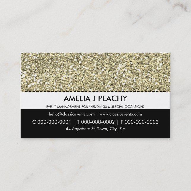 BUSINESS CARD :: simple trendy gold glitter effect (Front)