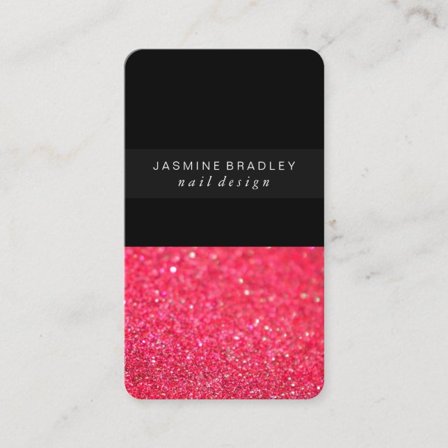 Business Card - Simplistic Glitter Sheer Hot Pink (Front)