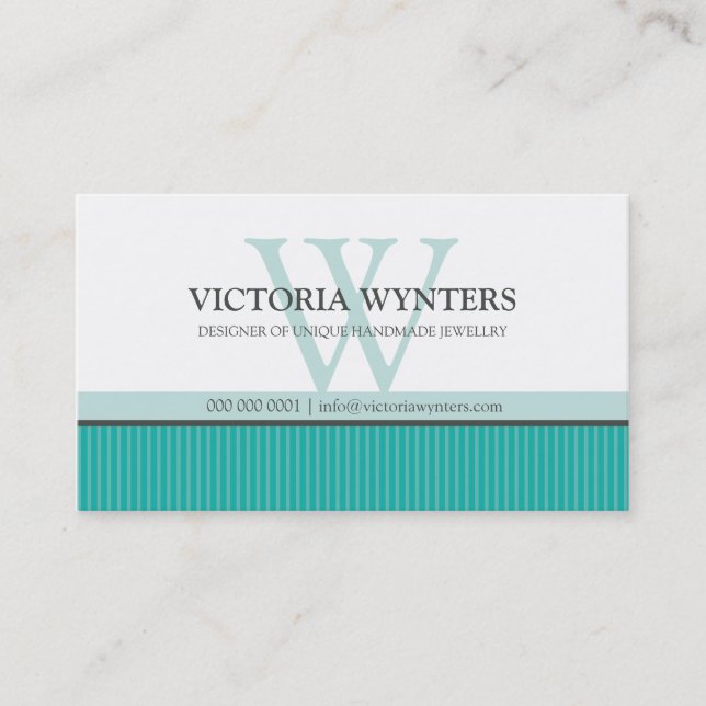 BUSINESS CARD smart modern monogram jade green (Front)