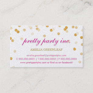 BUSINESS CARD stylish confetti pink gold glitter