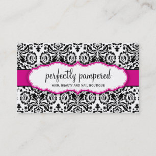 BUSINESS CARD stylish damask black fuschia pink