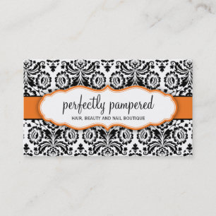 BUSINESS CARD stylish damask black orange