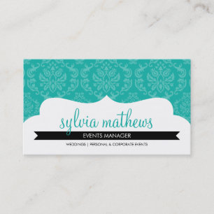 BUSINESS CARD stylish damask pattern jade green