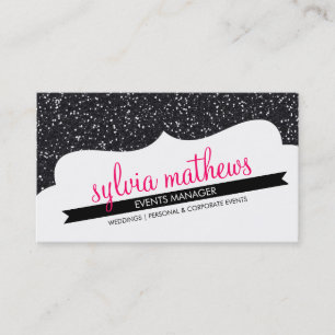 BUSINESS CARD stylish glitter sparkle black pink