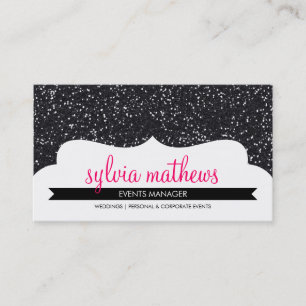 BUSINESS CARD stylish glitter sparkle black pink