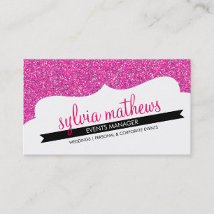 BUSINESS CARD stylish glitter sparkle bold pink