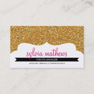 BUSINESS CARD stylish glitter sparkle gold pink