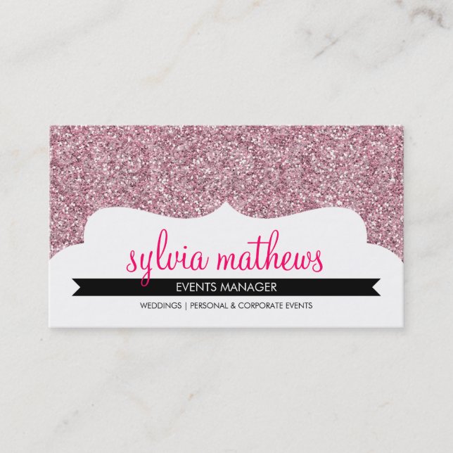 BUSINESS CARD stylish glitter sparkle pale pink (Front)