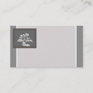 business card template bonsai tree grey and white