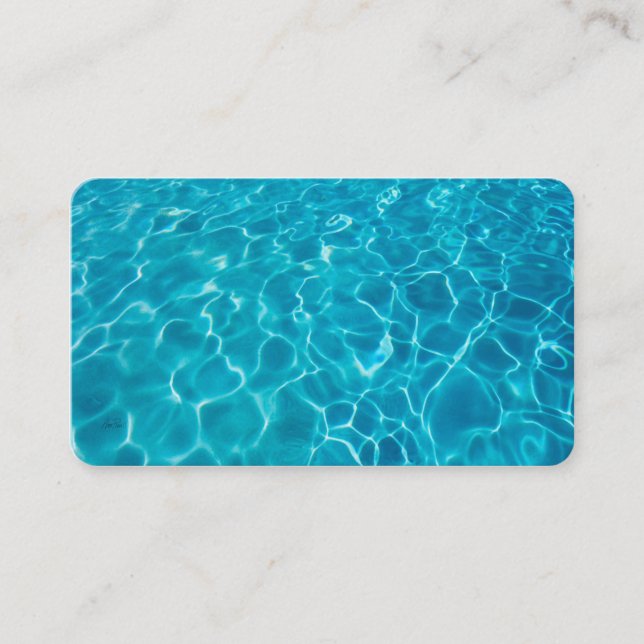 business card template cool blue water photo art (Front)