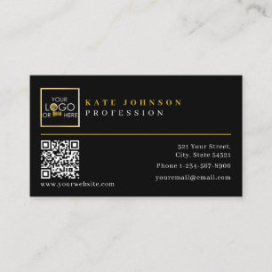 Business Card Template Custom Logo Photo QR Code