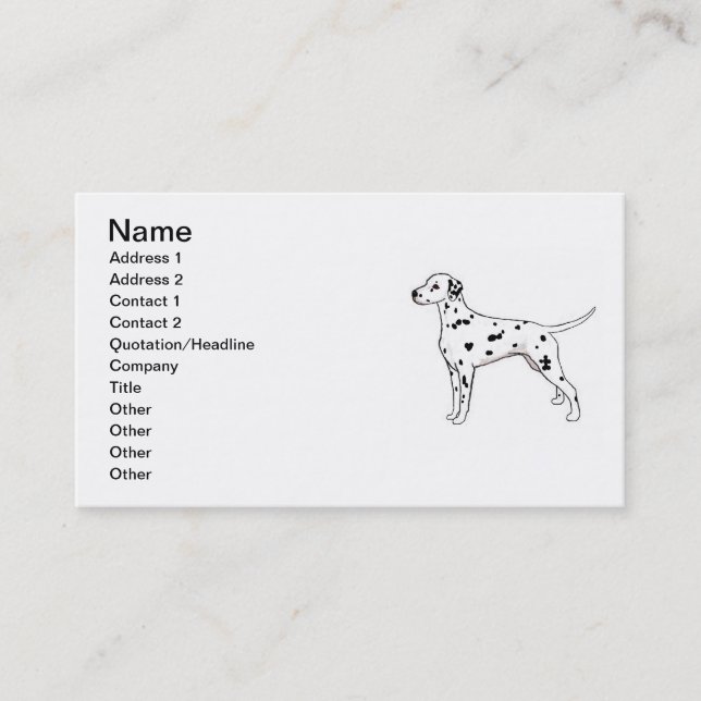 Business Card Template: Dalmatian (Black Spotted) (Front)