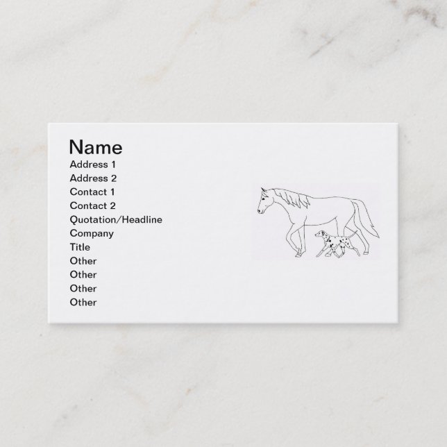 Business Card Template:Dalmatian & Horse (Front)