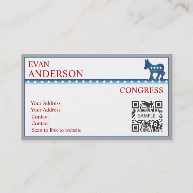 Business Card Template Democratic Donkey (Front)