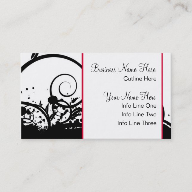 Business Card Template **Dramatic Black Swirls (Front)