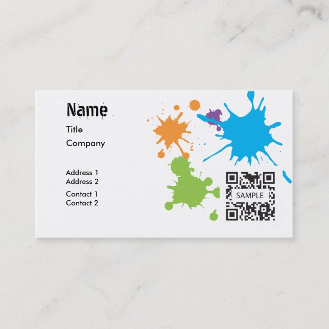 Business Card Template Generic Paint Splatter (Front)
