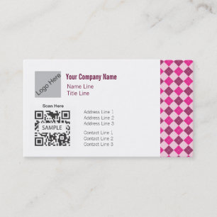 Business Card Template Generic Pink Argyle