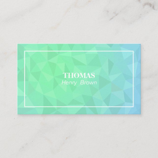 Business card template. Green Polygon Name card. (Front)