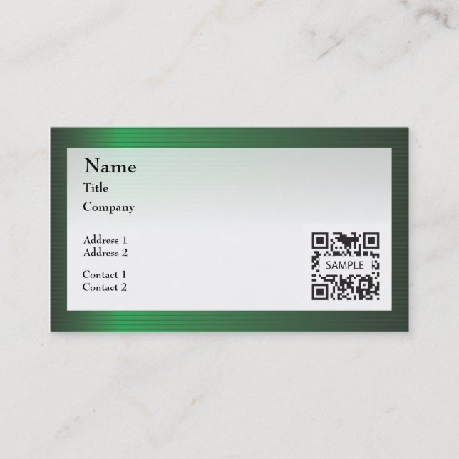 Business Card Template Green Stripe Border (Front)