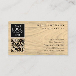 Business Card Template Plain White Generic Wood
