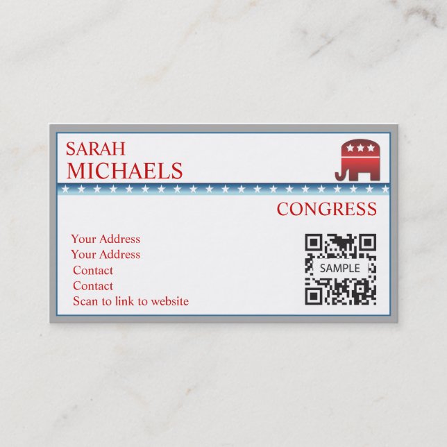 Business Card Template Republican Elephant (Front)