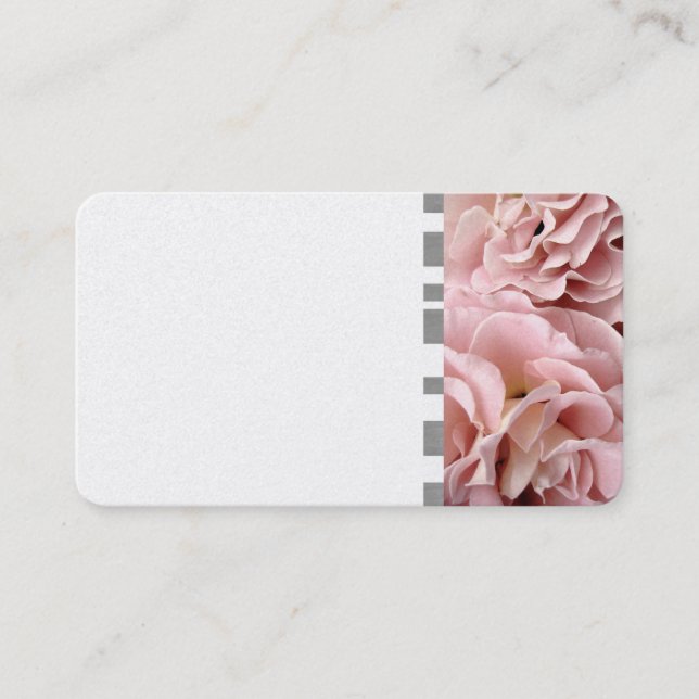 business card template rose petals on silver paper (Front)