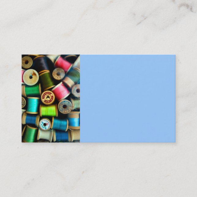 business card template spools of thread photo (Front)
