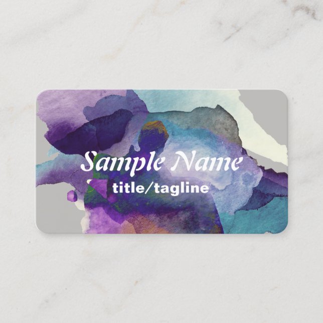business card template watercolor abstract art (Front)
