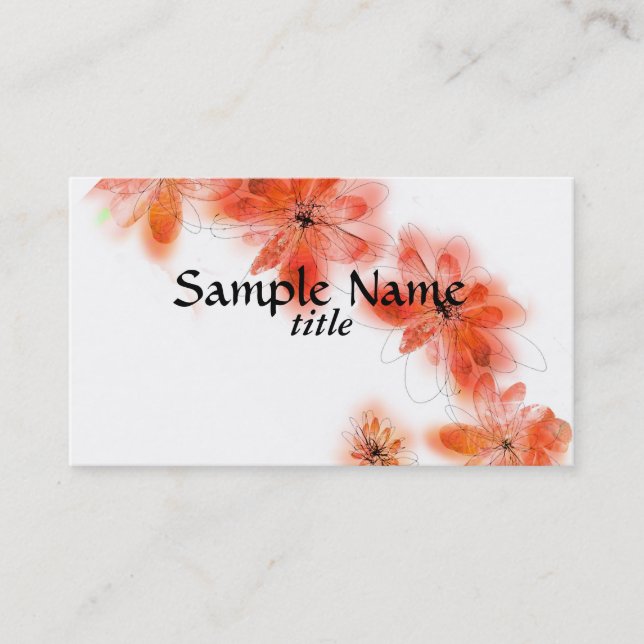 business card template watercolor flower art (Front)