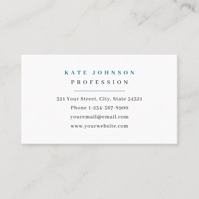Business Card Template White & Blue Minimalist (Front)