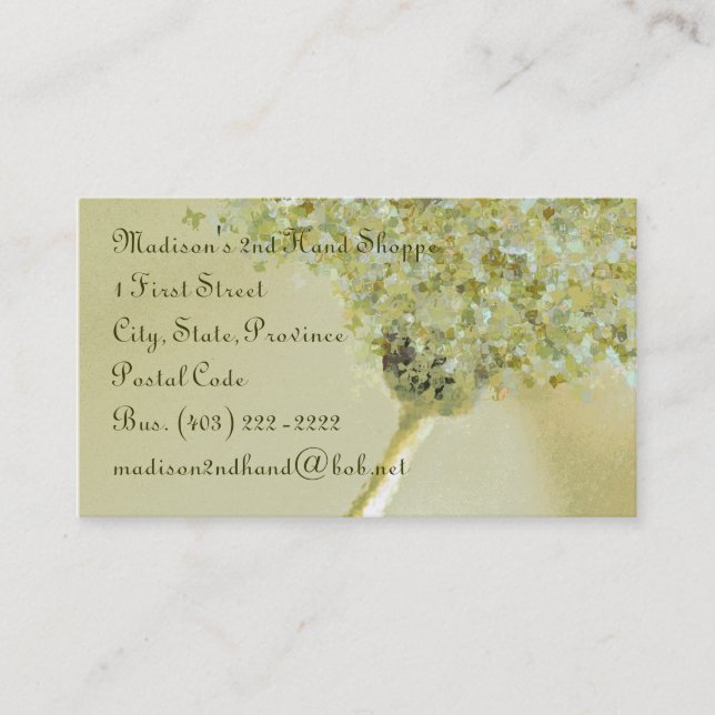 Business Card TemplateButterfly Daisy Sage Green (Front)