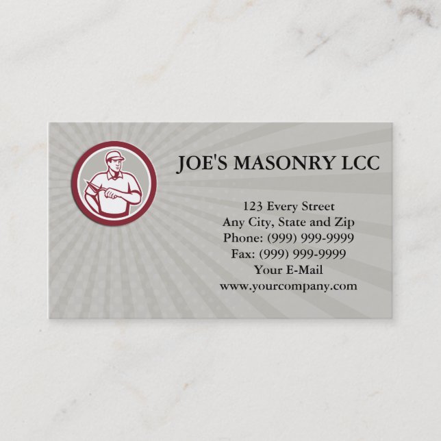 Business card Tiler Plasterer Mason Masonry Worker (Front)