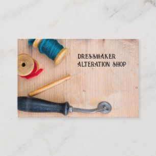 Business card tool tailor on wood
