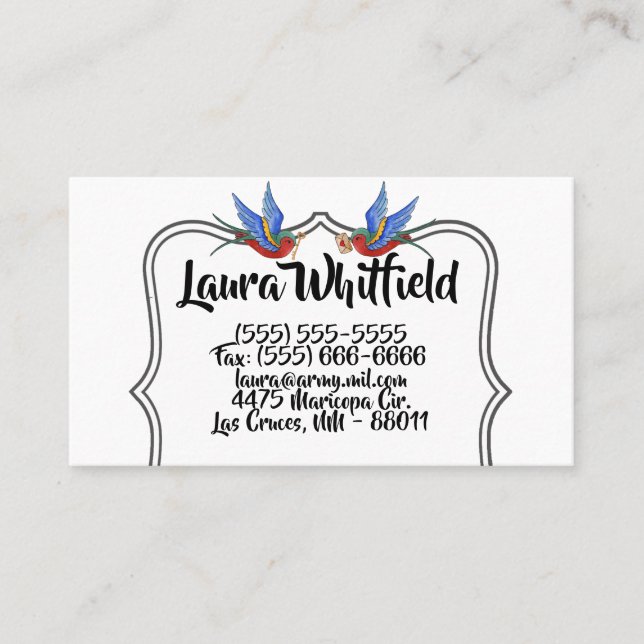 Business Card Traditional Bird Tattoo Sparrow bird (Front)