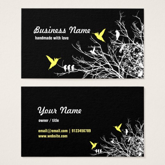 business card - tree branches and two birds
