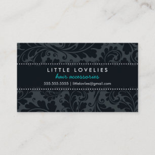 BUSINESS CARD trendy flourish grey charcoal black