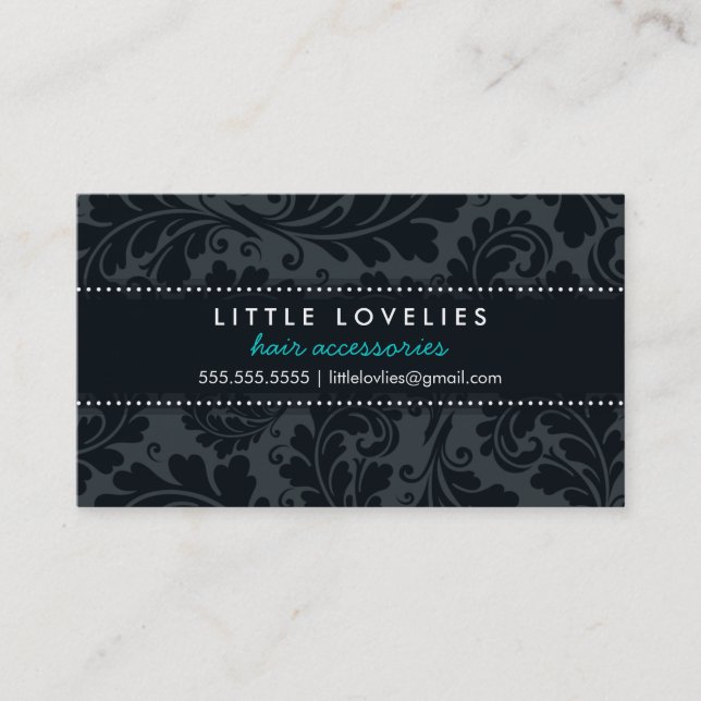 BUSINESS CARD trendy flourish grey charcoal black (Front)