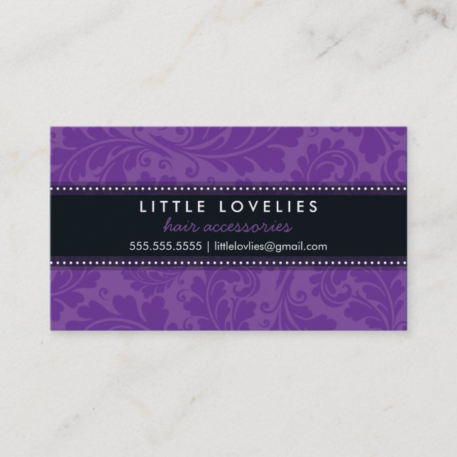 BUSINESS CARD trendy flourish violet purple black (Front)