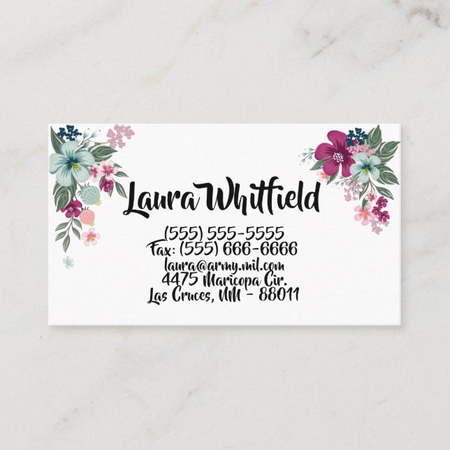 Business Card Tropical Flower on White (Front)