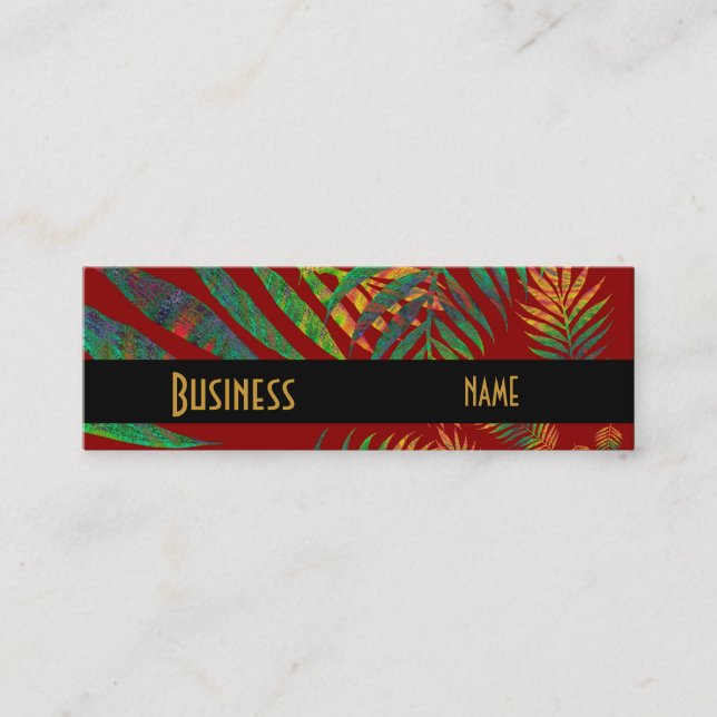 Business Card Tropical Red Ferns Skinny (Front)