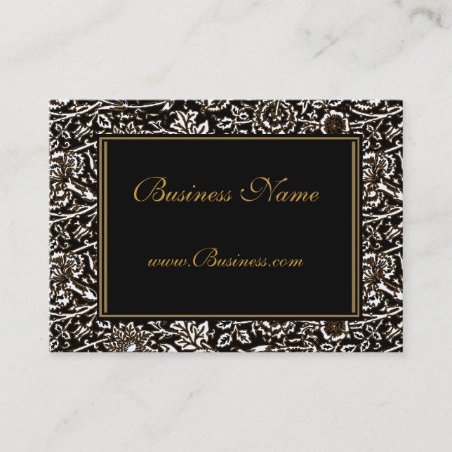 Business Card Vintage Ornate Frame Black Gold (Front)