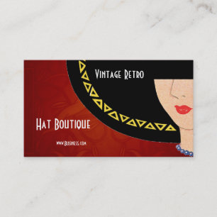 Business Card Vintage Retro Hat Boutique Art Deco