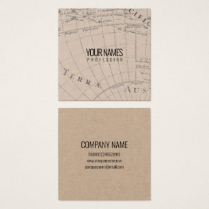 BUSINESS CARD : "VINTAGE WORLD MAP" : NATURAL