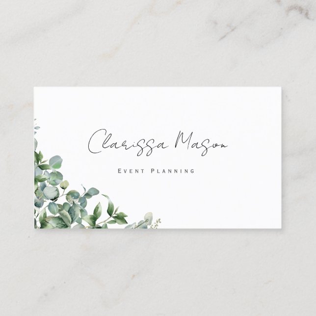 Business Card, Watercolor Eucalytus  Card (Back)