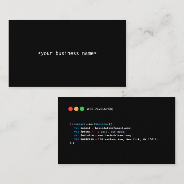 Business Card - Web developer style  (Front/Back)