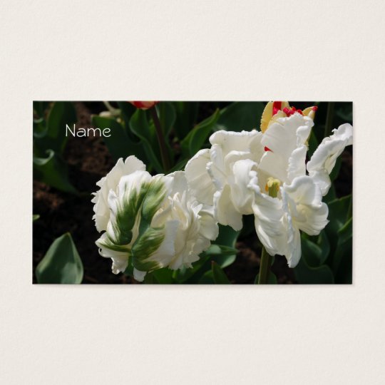 Business Card-White and Green Tulip Business Card