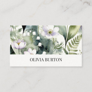 Business card with a floral watercolor background