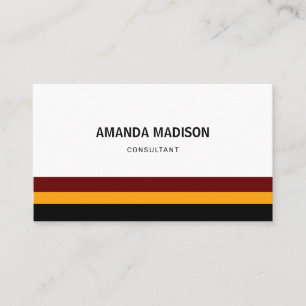 Business card with colored stripes.