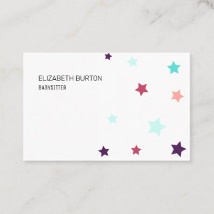 Business card with coloured stars.